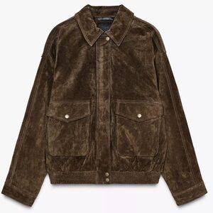 ZARA- 100% SUEDE BOMBER JACKET